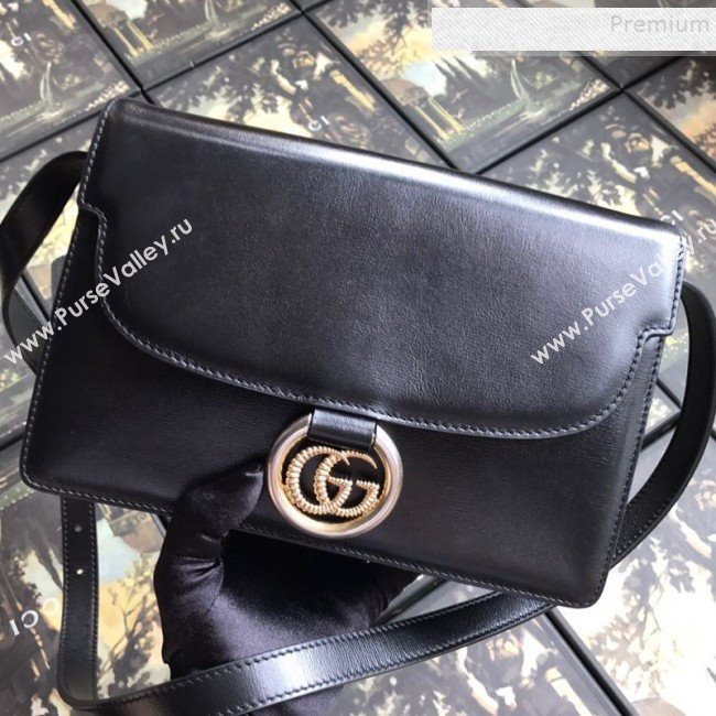 Gucci Small Leather Circle GG Shoulder Bag 589474 Black 2019 (DLH-9090709)