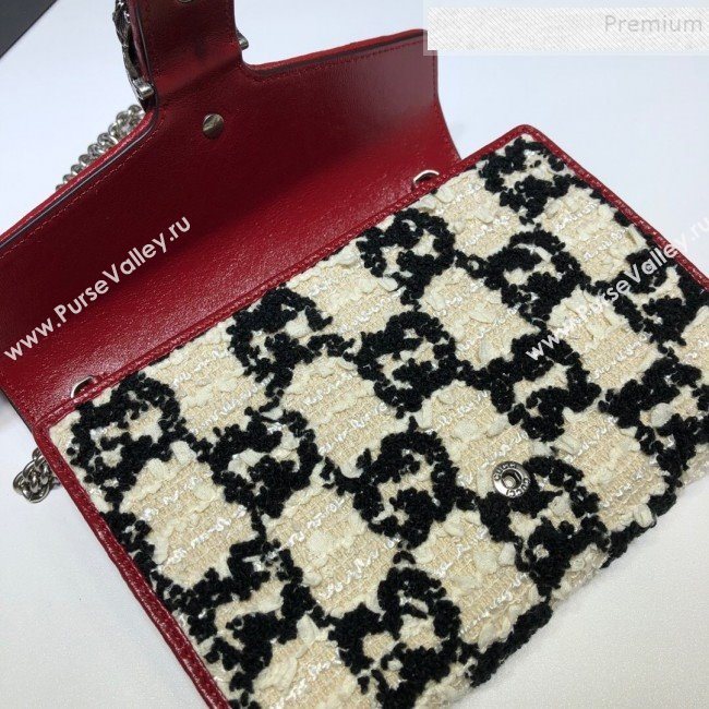 Gucci Dionysus Mini GG Tweed Chain Bag 401231 White 2019 (MINGH-9090713)