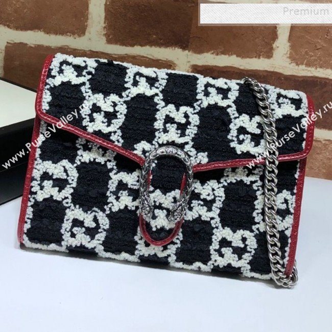 Gucci Dionysus Mini GG Tweed Chain Bag 401231 Black 2019 (MINGH-9090714)