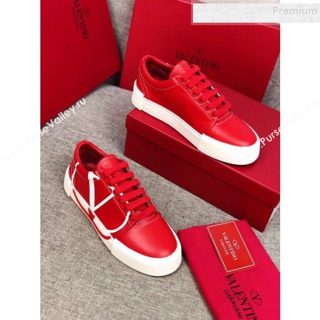 Valentino VLogo Calfskin Low-Top Sneakers Red 2019 (MD-9090312)