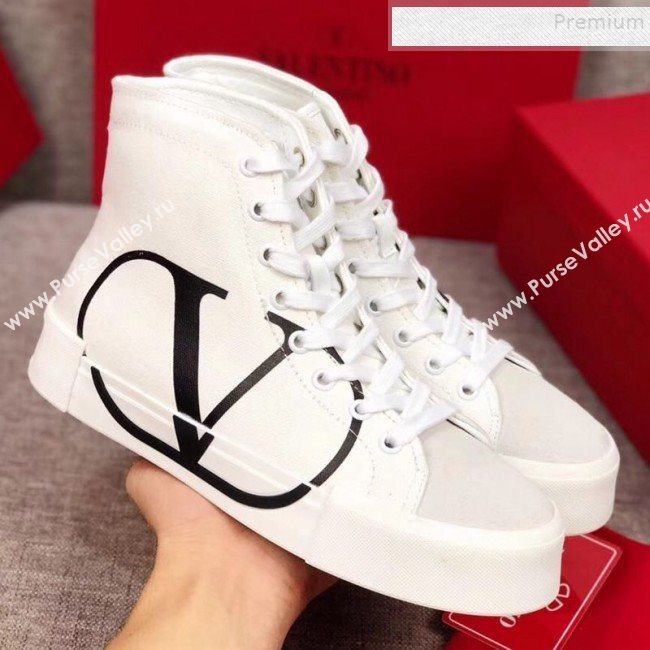 Valentino VLogo Canvas High-Top Sneakers White 2019 (MD-9090310)