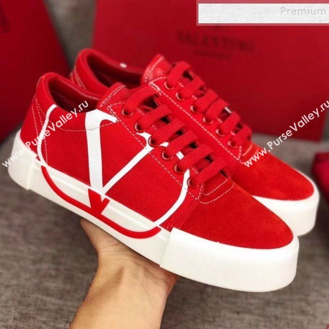 Valentino VLogo Canvas Low-Top Sneakers Red 2019 (MD-9090307)