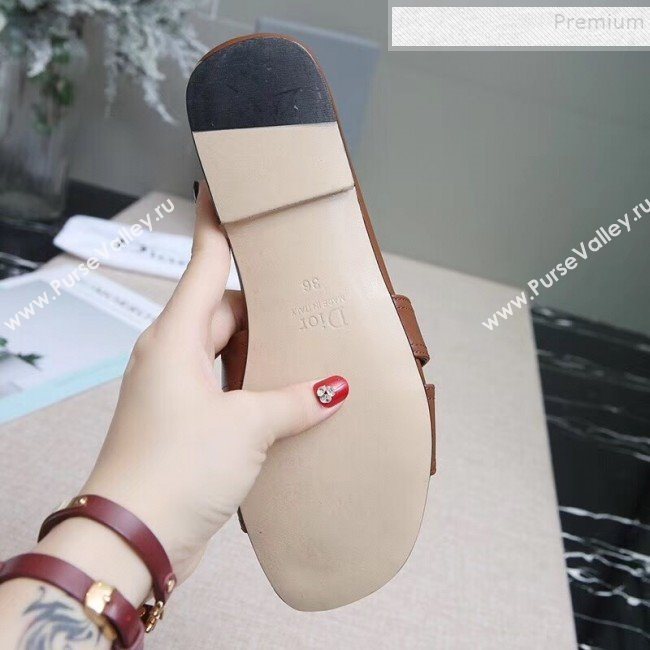Dior Calfskin Logo Charm Flat Slide Sandals Black 2019 (MD-9090316)