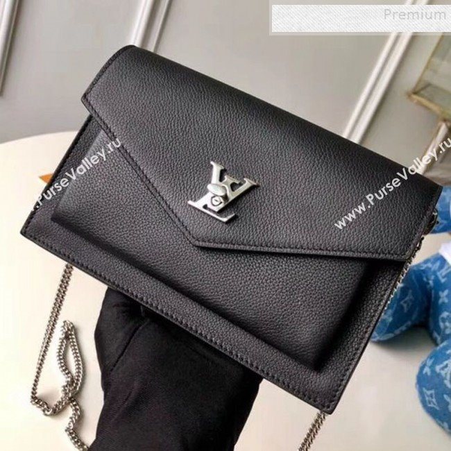 Louis Vuitton Pochette Mylockme Envelope Chain Shoulder Bag M63471 Black 2019 (KIKI-9091158)