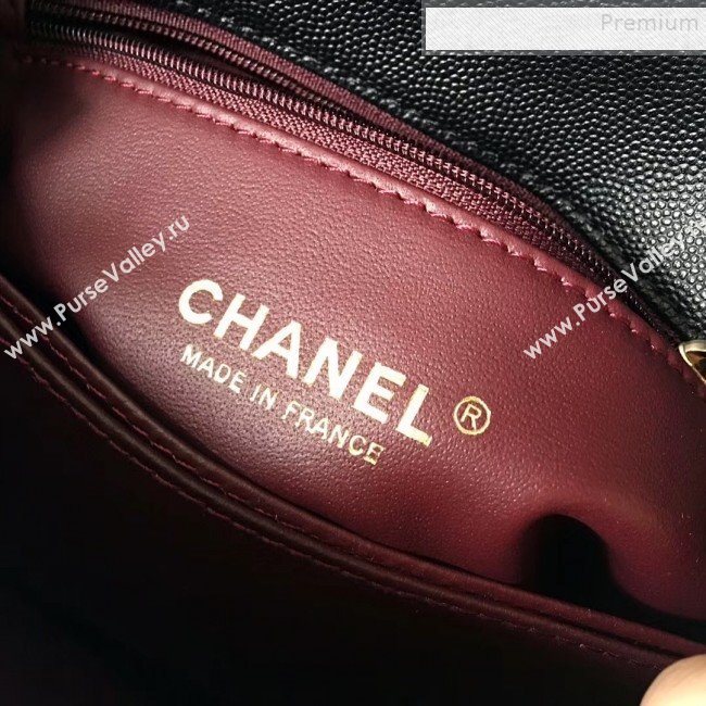 Chanel Grained Calfskin Medium Coco Flap Bag With Lizard Leather Top Handle Black (Top Quality)) (SY-9091171)