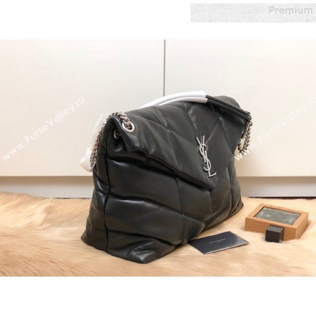 Saint Laurent Loulou Puffer Medium Shoulder Bag in Quilted Lambskin 577475 Black 2019 (KTSD-9091010)