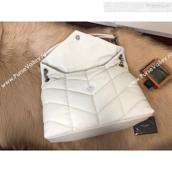 Saint Laurent Loulou Puffer Medium Shoulder Bag in Quilted Lambskin 577475 White 2019 (KTSD-9091011)