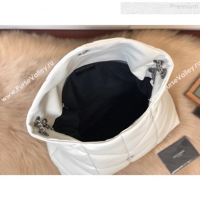 Saint Laurent Loulou Puffer Medium Shoulder Bag in Quilted Lambskin 577475 White 2019 (KTSD-9091011)