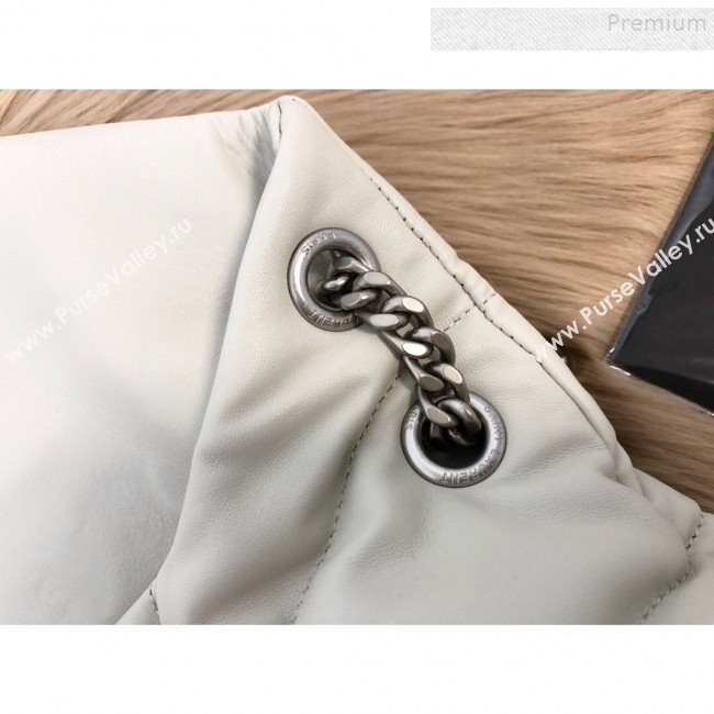 Saint Laurent Loulou Puffer Medium Shoulder Bag in Quilted Lambskin 577475 White 2019 (KTSD-9091011)