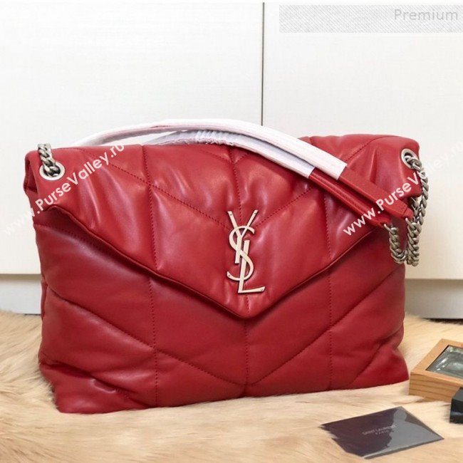 Saint Laurent Loulou Puffer Medium Shoulder Bag in Quilted Lambskin 577475 Red 2019 (KTSD-9091012)