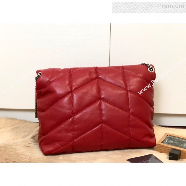 Saint Laurent Loulou Puffer Medium Shoulder Bag in Quilted Lambskin 577475 Red 2019 (KTSD-9091012)