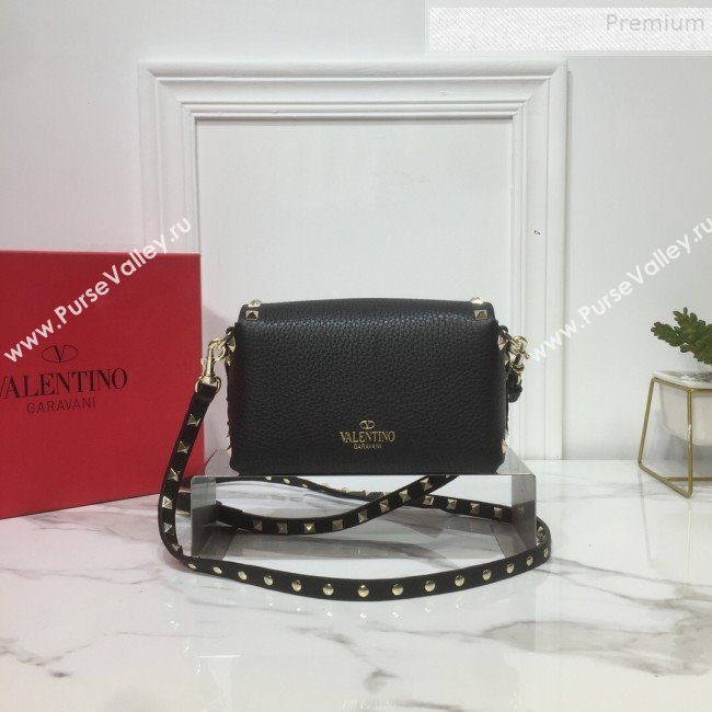 Valentino Rockstud Grainy Calfskin Mini Crossbody Bag Black 2019 (XYD-9090902)