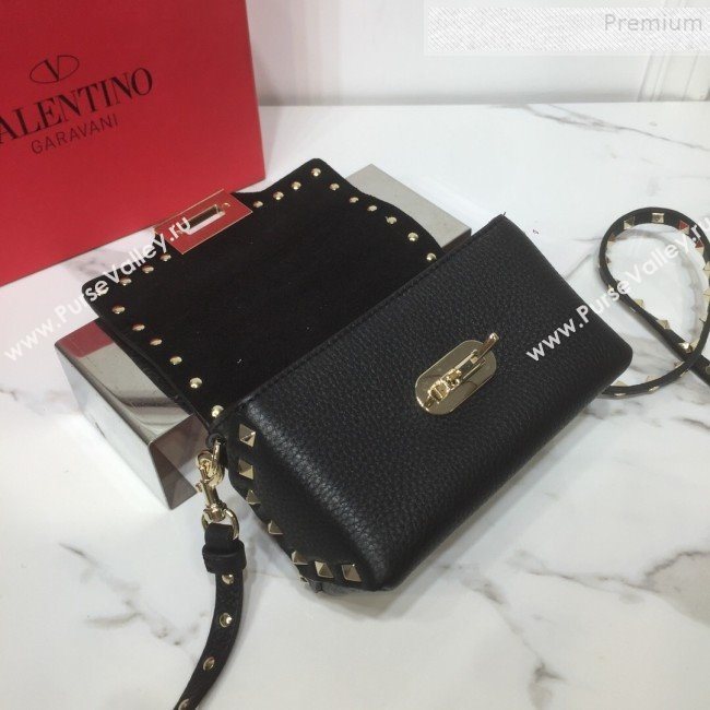 Valentino Rockstud Grainy Calfskin Mini Crossbody Bag Black 2019 (XYD-9090902)