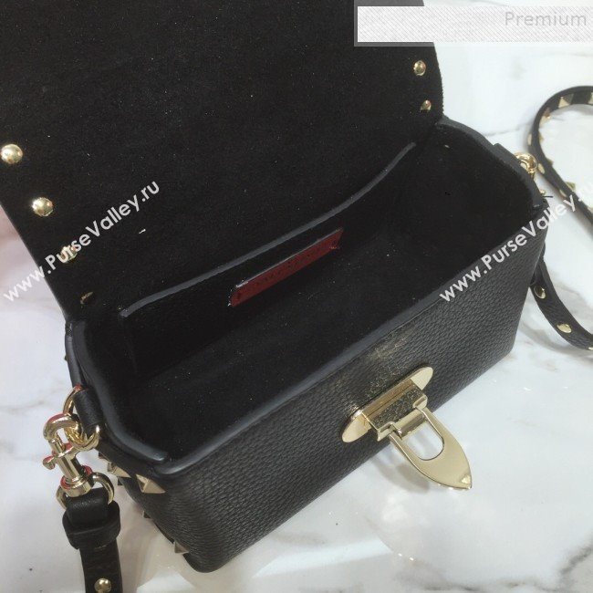 Valentino Rockstud Grainy Calfskin Mini Crossbody Bag Black 2019 (XYD-9090902)