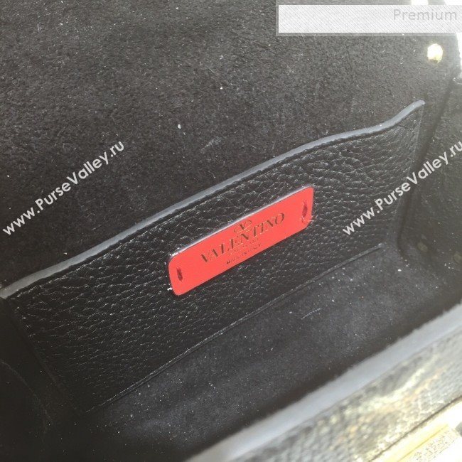 Valentino Rockstud Grainy Calfskin Mini Crossbody Bag Black 2019 (XYD-9090902)