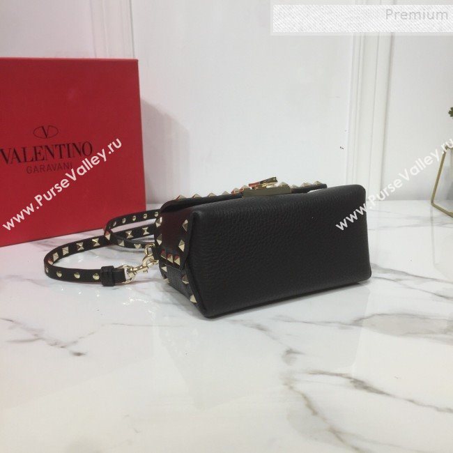Valentino Rockstud Grainy Calfskin Mini Crossbody Bag Black 2019 (XYD-9090902)