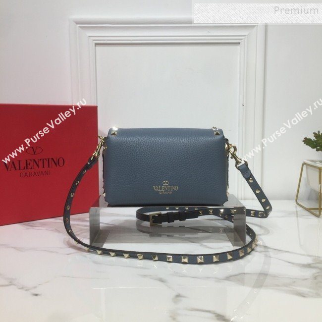Valentino Rockstud Grainy Calfskin Mini Crossbody Bag Blue 2019 (XYD-9090903)
