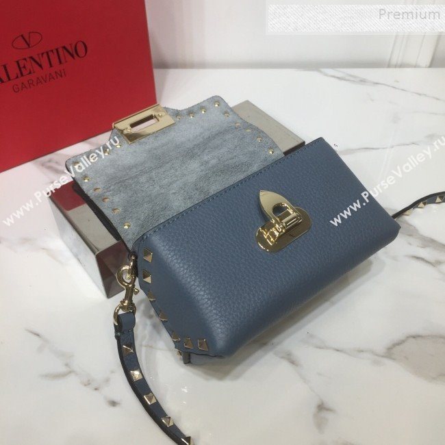 Valentino Rockstud Grainy Calfskin Mini Crossbody Bag Blue 2019 (XYD-9090903)