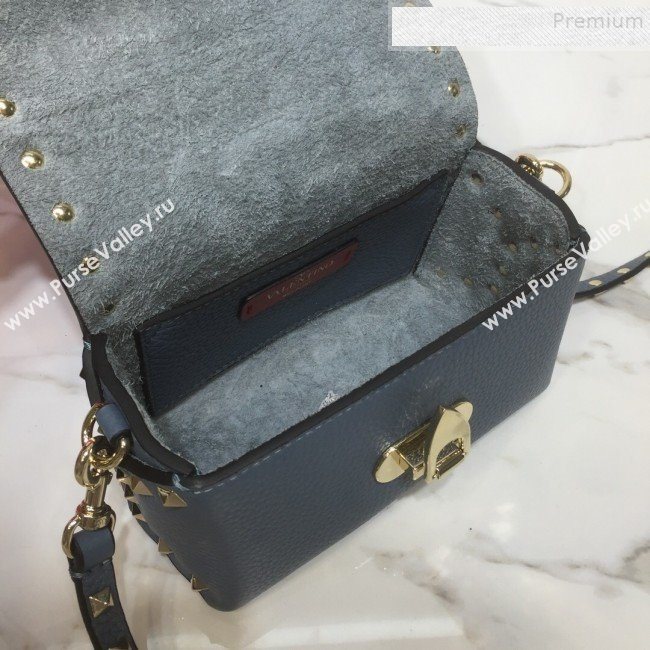 Valentino Rockstud Grainy Calfskin Mini Crossbody Bag Blue 2019 (XYD-9090903)
