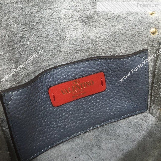 Valentino Rockstud Grainy Calfskin Mini Crossbody Bag Blue 2019 (XYD-9090903)