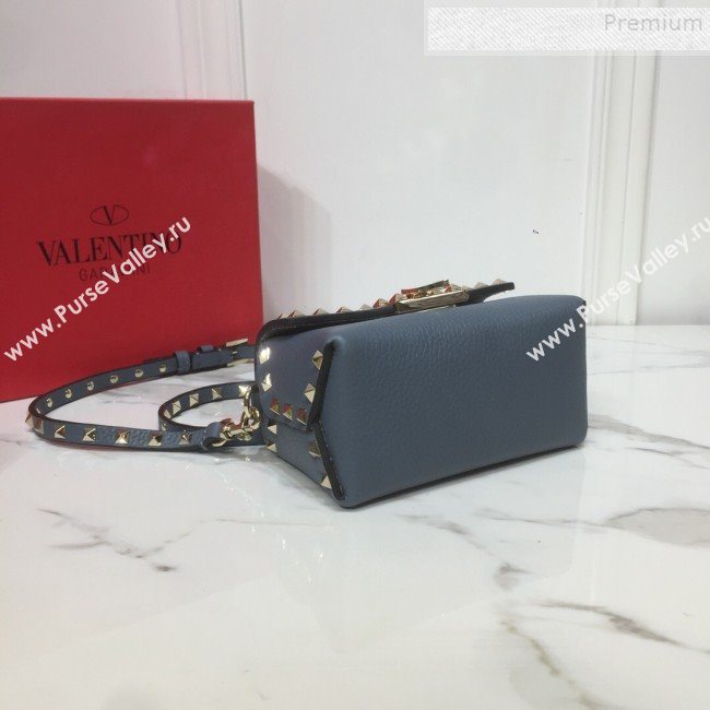 Valentino Rockstud Grainy Calfskin Mini Crossbody Bag Blue 2019 (XYD-9090903)