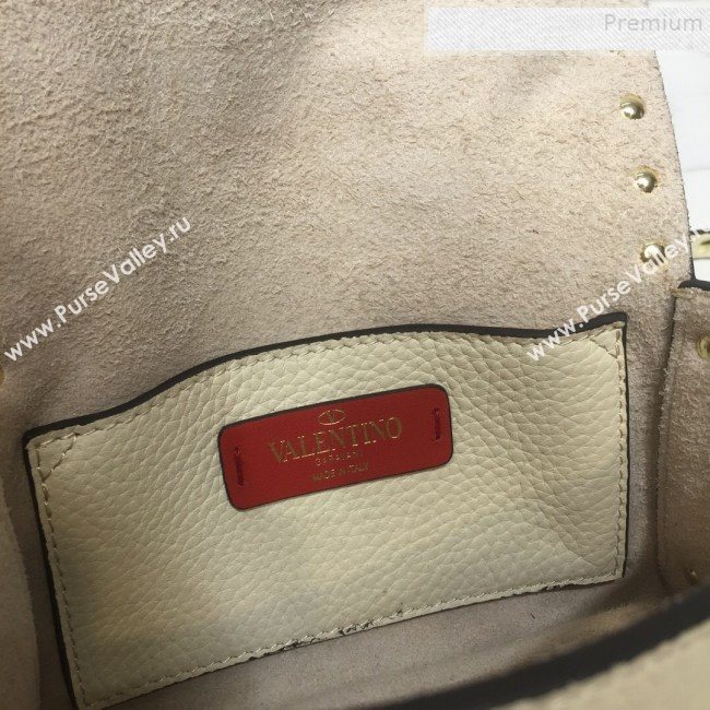 Valentino Rockstud Grainy Calfskin Mini Crossbody Bag White 2019 (XYD-9090904)