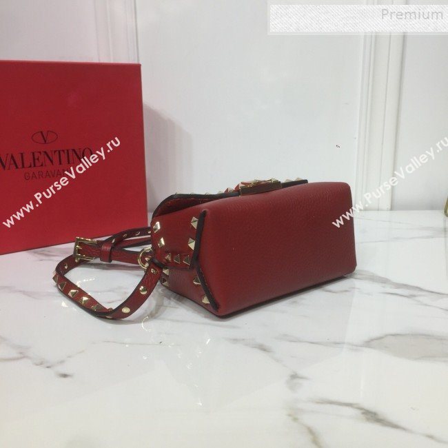 Valentino Rockstud Grainy Calfskin Mini Crossbody Bag Red 2019 (XYD-9090905)