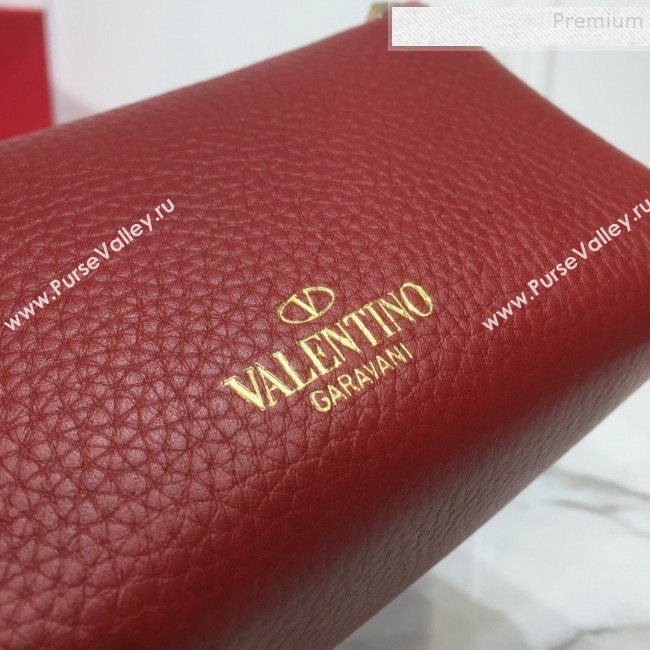 Valentino Rockstud Grainy Calfskin Mini Crossbody Bag Red 2019 (XYD-9090905)