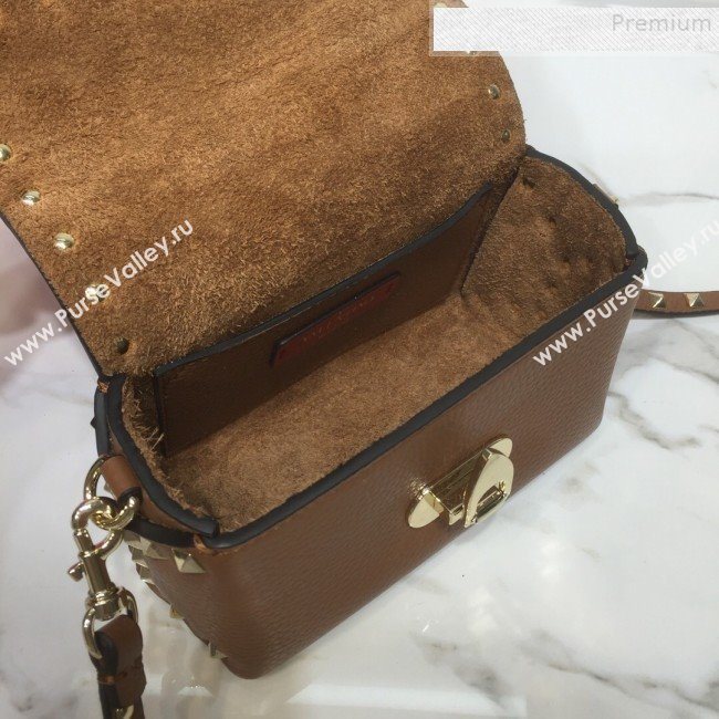 Valentino Rockstud Grainy Calfskin Mini Crossbody Bag Brown 2019 (XYD-9090906)