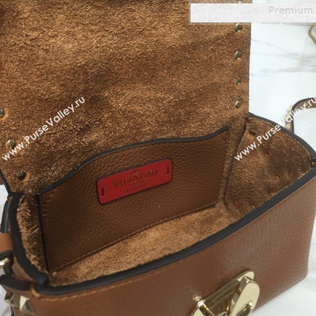 Valentino Rockstud Grainy Calfskin Mini Crossbody Bag Brown 2019 (XYD-9090906)