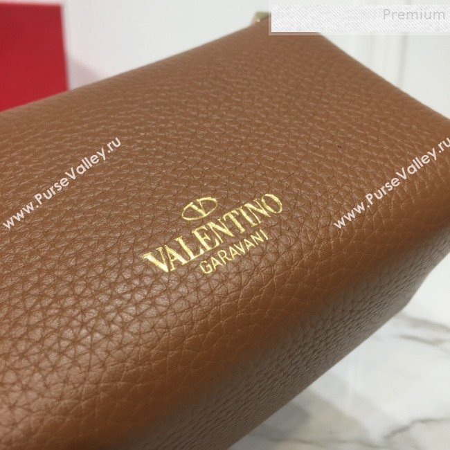 Valentino Rockstud Grainy Calfskin Mini Crossbody Bag Brown 2019 (XYD-9090906)