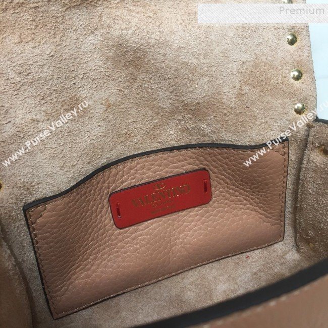 Valentino Rockstud Grainy Calfskin Mini Crossbody Bag Nude 2019 (XYD-9090907)