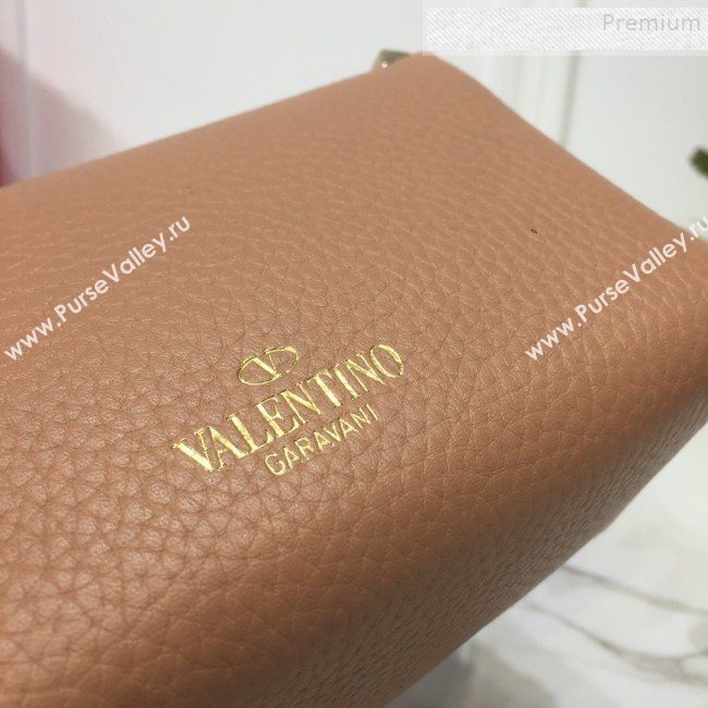 Valentino Rockstud Grainy Calfskin Mini Crossbody Bag Nude 2019 (XYD-9090907)