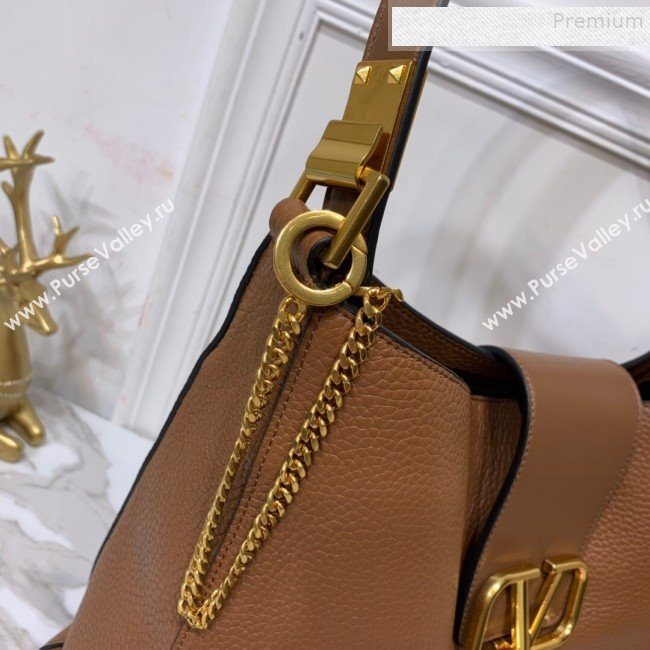 Valentino Grained Leather VLogo Hobo Bag Brown 2019 (XYD-9090917)