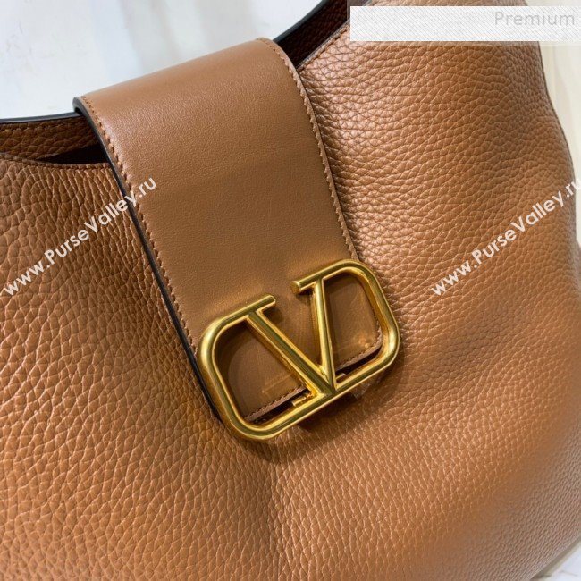 Valentino Grained Leather VLogo Hobo Bag Brown 2019 (XYD-9090917)