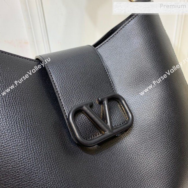 Valentino Grained Leather VLogo Hobo Bag Black 2019 (XYD-9090918)