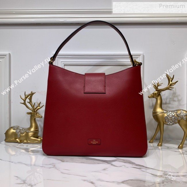 Valentino Grained Leather VLogo Hobo Bag Red 2019 (XYD-9090919)