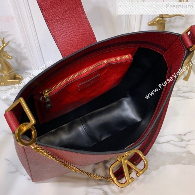 Valentino Grained Leather VLogo Hobo Bag Red 2019 (XYD-9090919)