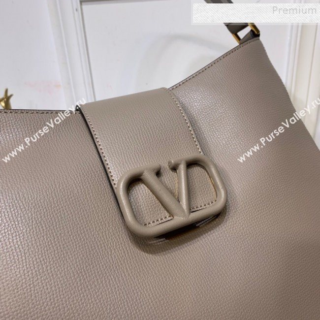 Valentino Grained Leather VLogo Hobo Bag Grey 2019 (XYD-9090920)