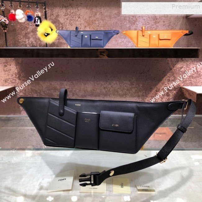 Fendi Leather Pockets Belt Bag Black 2019 (AFEI-9090923)