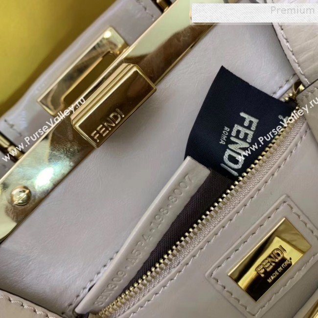 Fendi Peekaboo Iconic Mini Vintage Lambskin Bag White 2019 (AFEI-9090928)