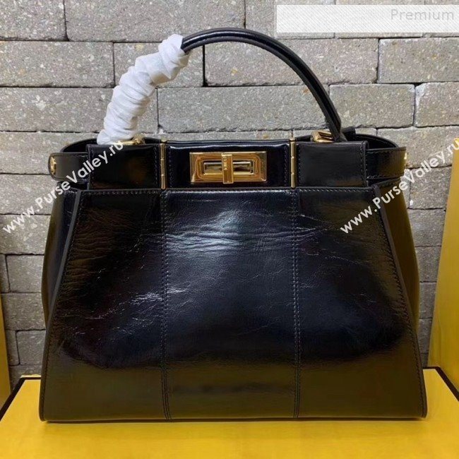 Fendi Peekaboo Iconic Medium Vintage Lambskin Bag Black 2019 (AFEI-9090929)