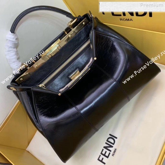 Fendi Peekaboo Iconic Medium Vintage Lambskin Bag Black 2019 (AFEI-9090929)