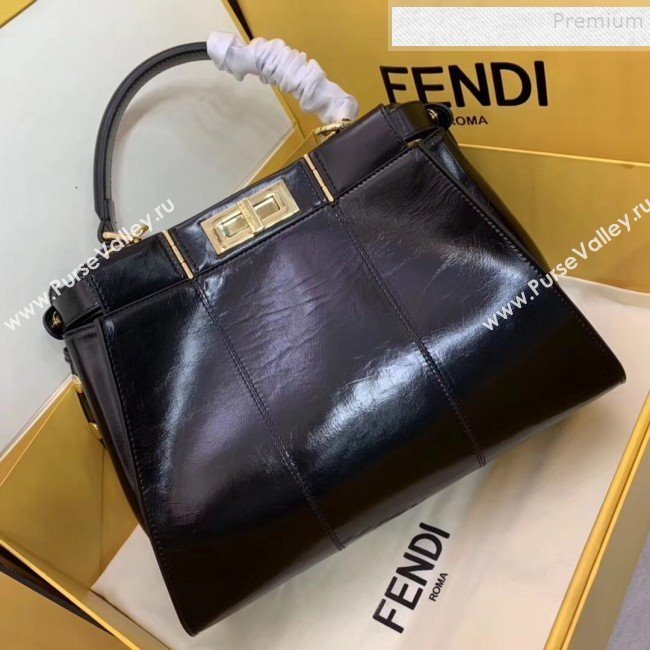 Fendi Peekaboo Iconic Medium Vintage Lambskin Bag Black 2019 (AFEI-9090929)