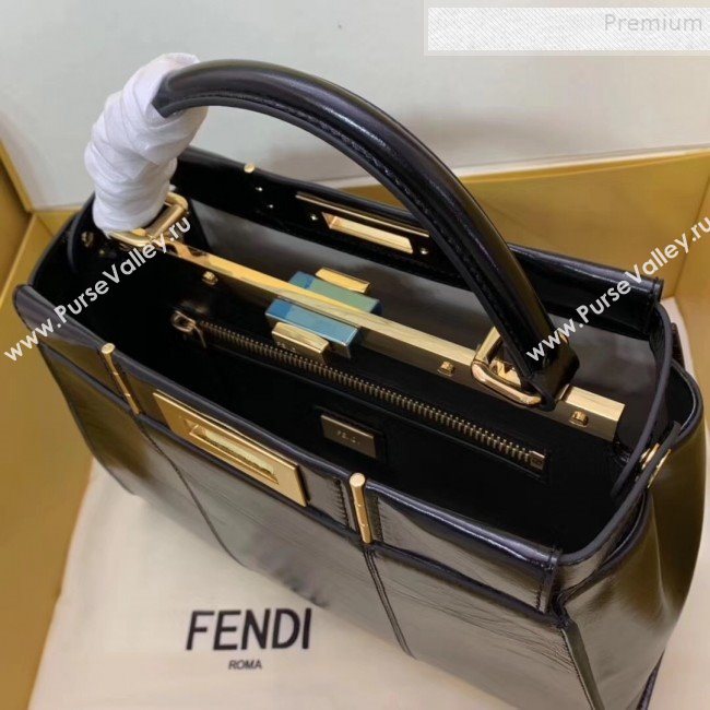 Fendi Peekaboo Iconic Medium Vintage Lambskin Bag Black 2019 (AFEI-9090929)