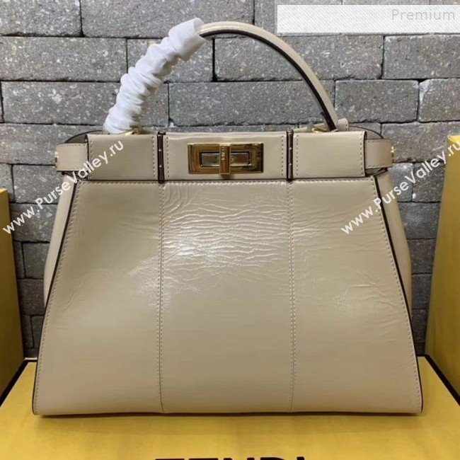 Fendi Peekaboo Iconic Medium Vintage Lambskin Bag White 2019 (AFEI-9090930)