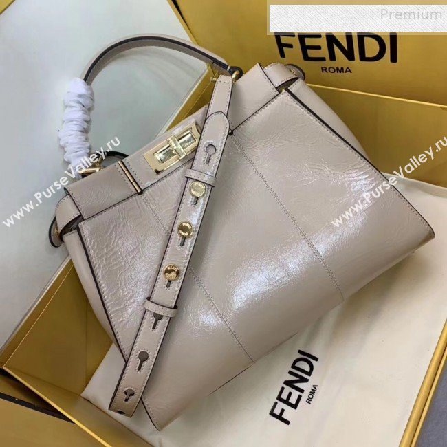 Fendi Peekaboo Iconic Medium Vintage Lambskin Bag White 2019 (AFEI-9090930)