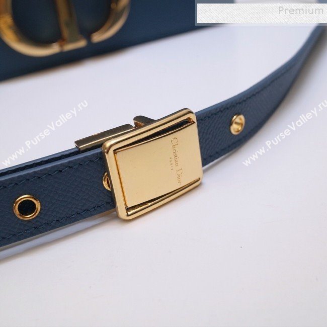 Dior 30 Montaigne CD Flap Bag in Grained Calfskin Blue 2019 (BINF-9090931)