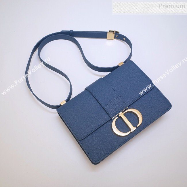 Dior 30 Montaigne CD Flap Bag in Grained Calfskin Blue 2019 (BINF-9090931)