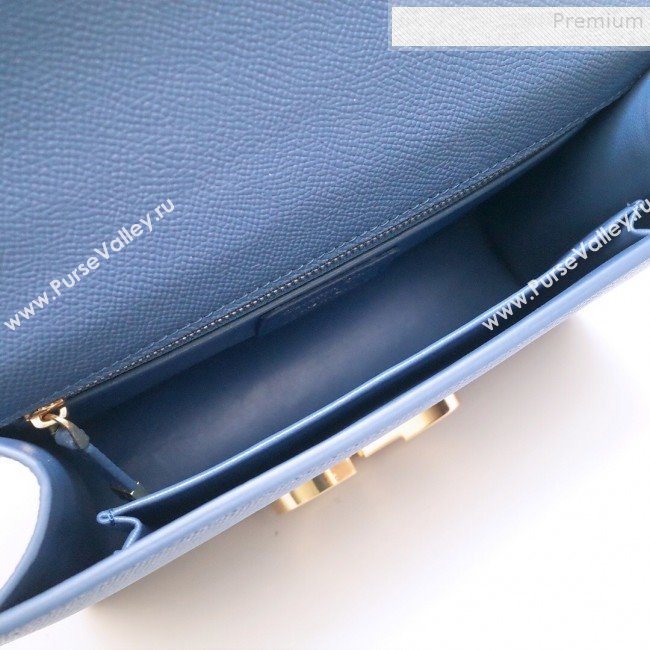 Dior 30 Montaigne CD Flap Bag in Grained Calfskin Blue 2019 (BINF-9090931)